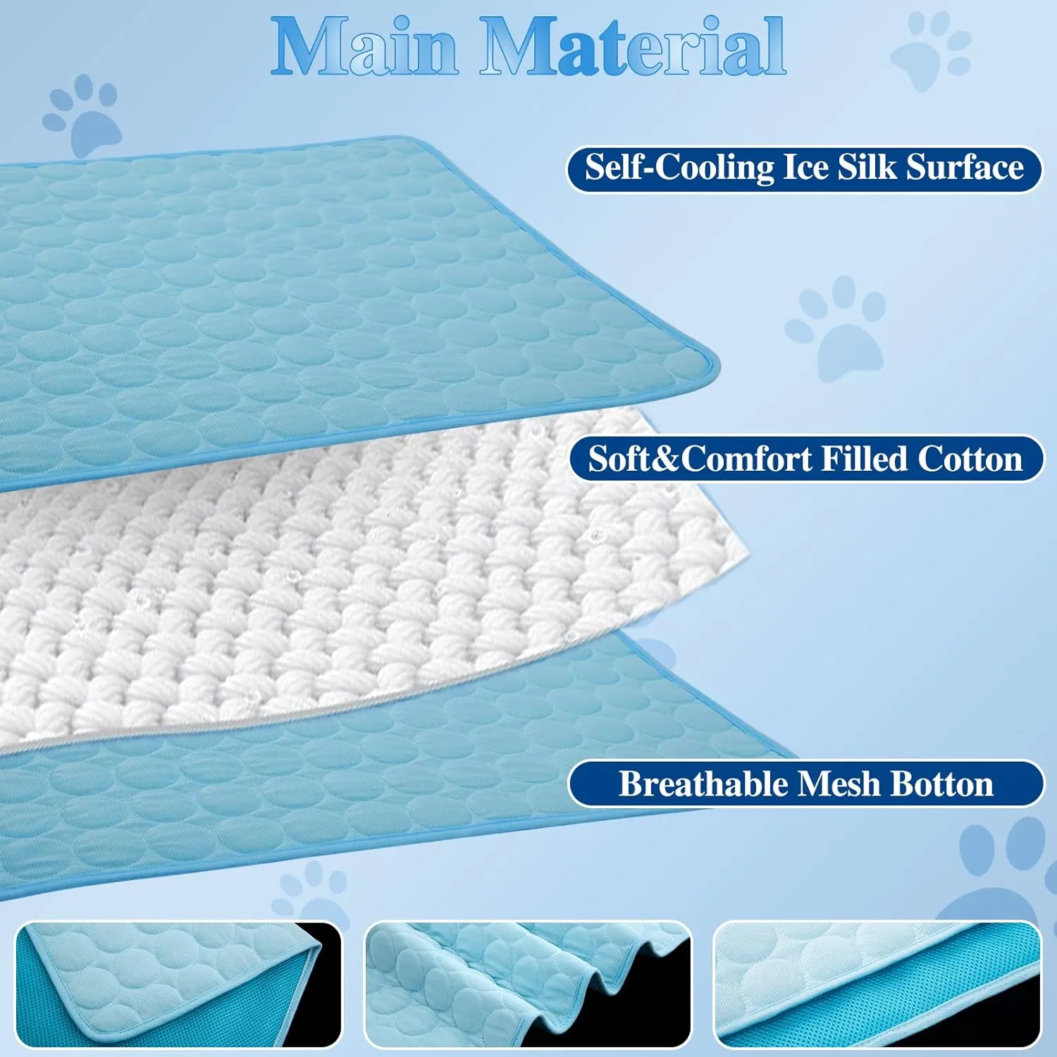 Dog Cooling Mat Cool & Comfortable,Pet Cooling Pad for Your Furry Friend, Cooling Mat Washable & Cool in Hot Summer, 27.55*39.37Inch, Blue