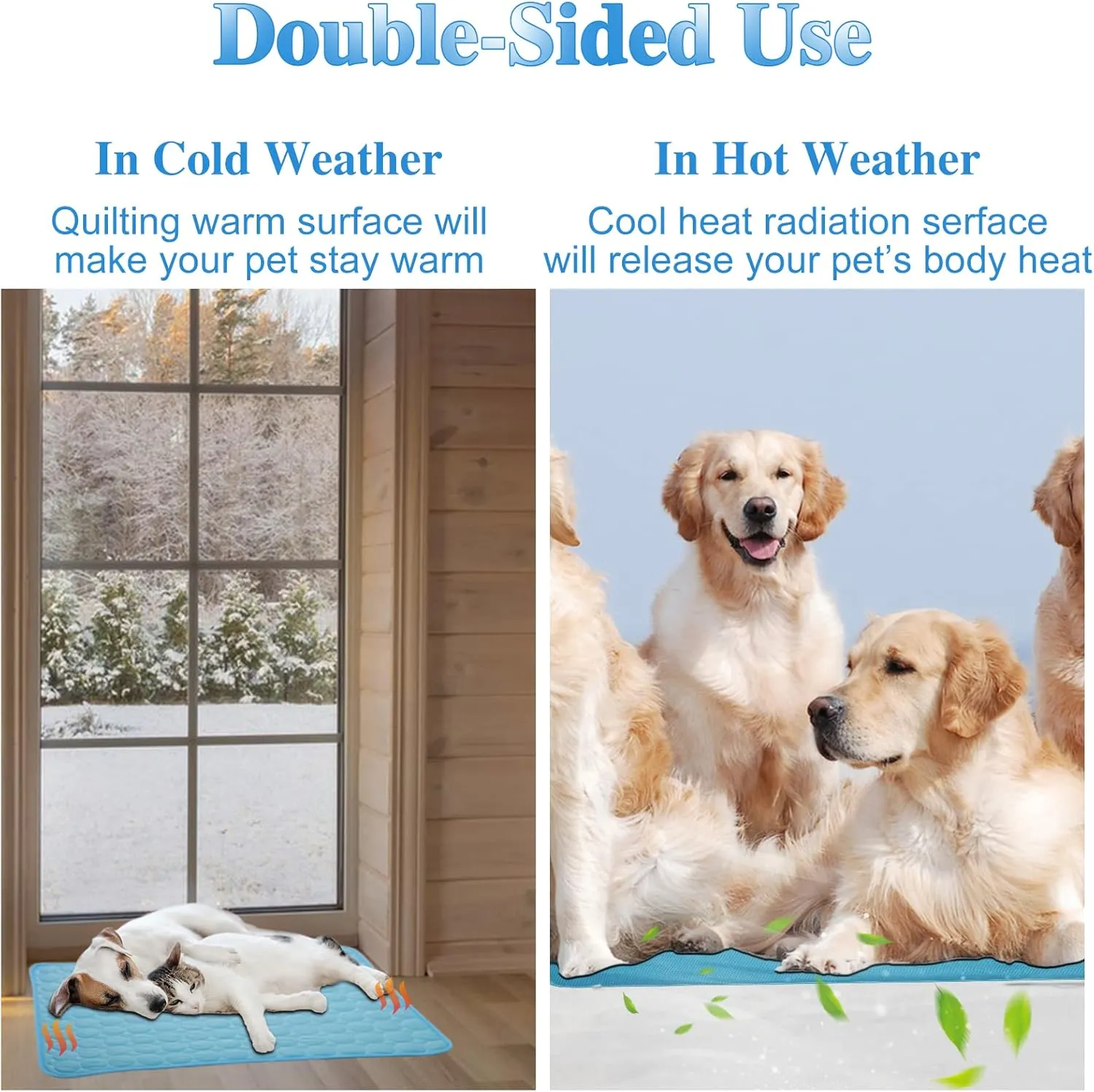 Dog Cooling Mat Cool & Comfortable,Pet Cooling Pad for Your Furry Friend, Cooling Mat Washable & Cool in Hot Summer, 27.55*39.37Inch, Blue