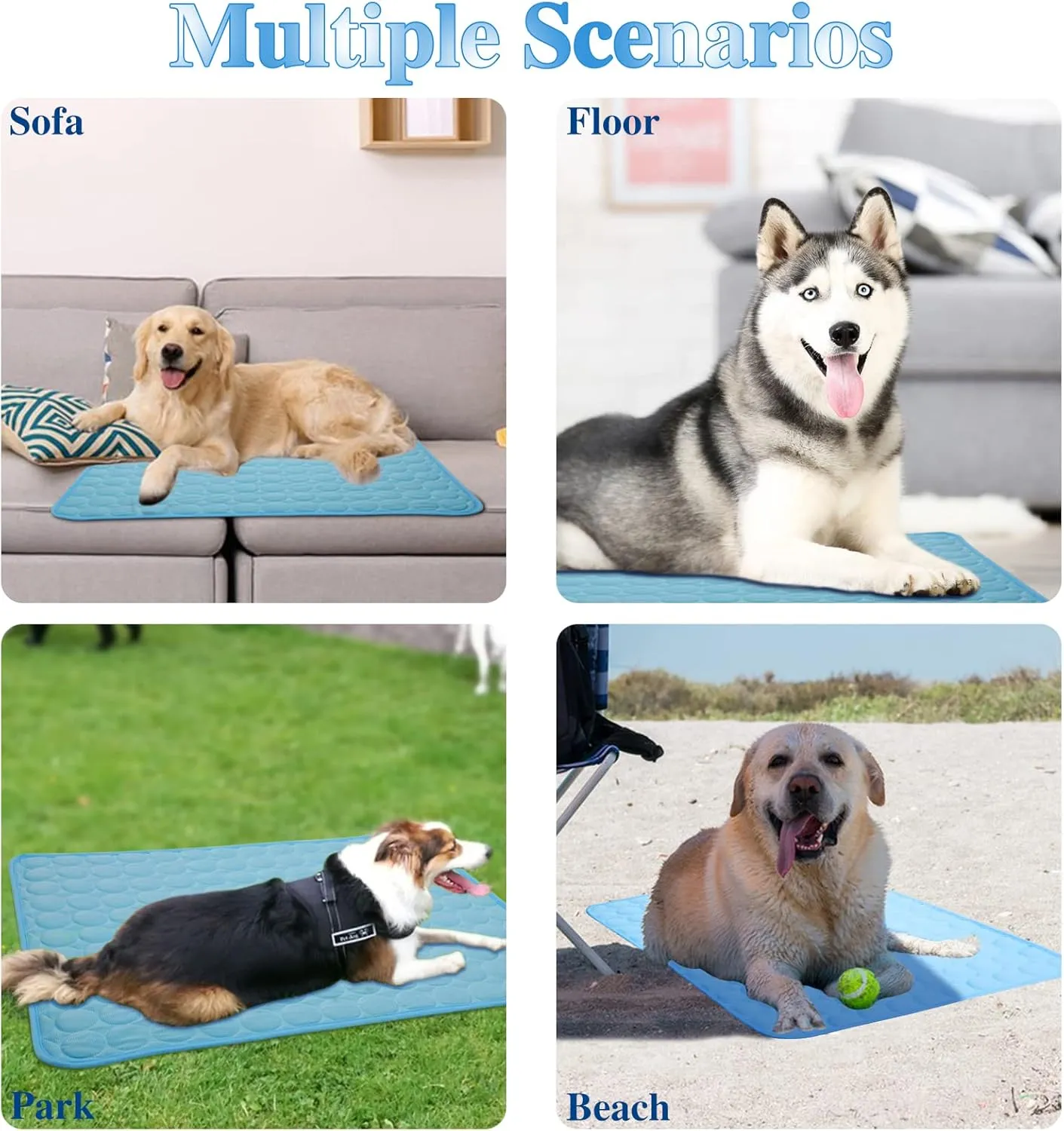 Dog Cooling Mat Cool & Comfortable,Pet Cooling Pad for Your Furry Friend, Cooling Mat Washable & Cool in Hot Summer, 27.55*39.37Inch, Blue