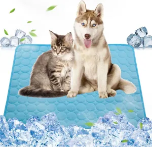 Dog Cooling Mat Cool & Comfortable,Pet Cooling Pad for Your Furry Friend, Cooling Mat Washable & Cool in Hot Summer, 27.55*39.37Inch, Blue