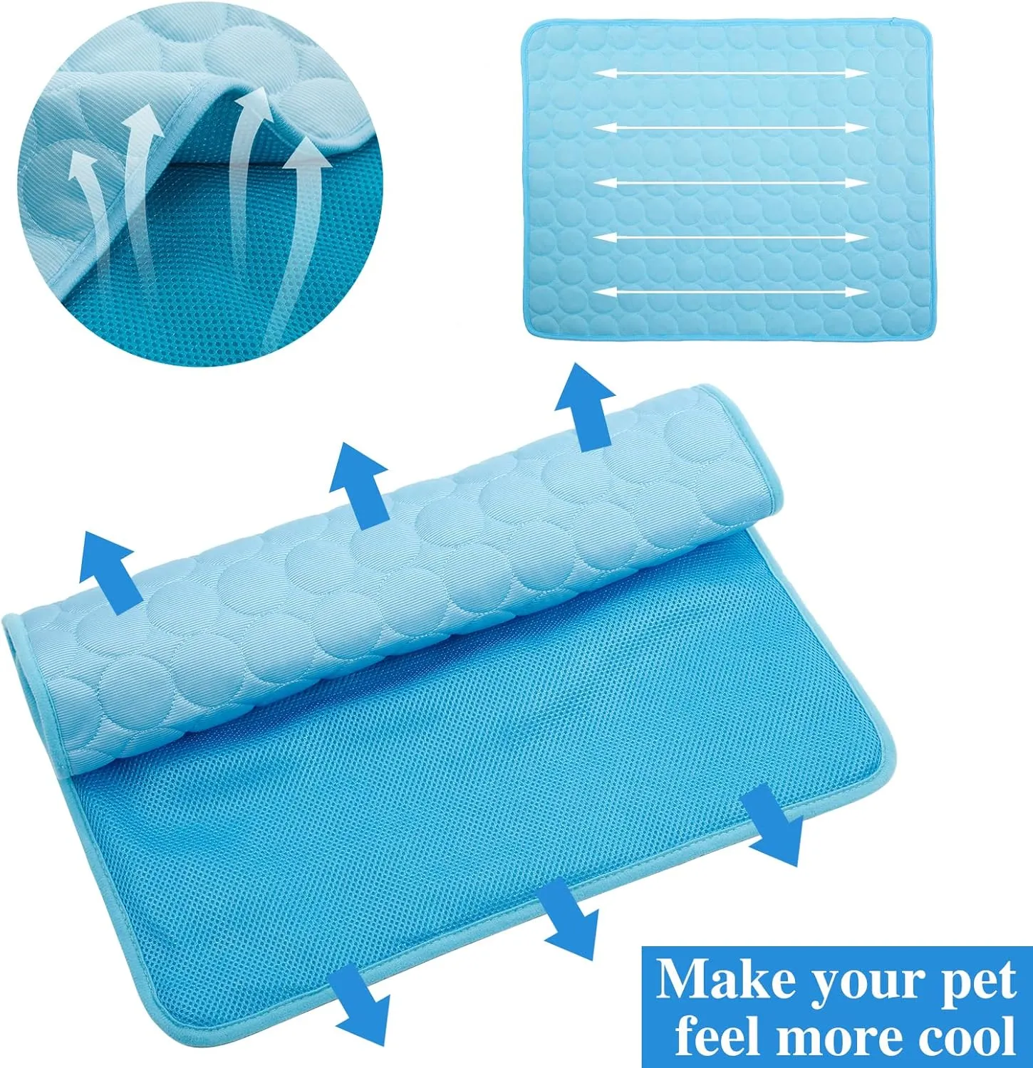 Dog Cooling Mat Cool & Comfortable,Pet Cooling Pad for Your Furry Friend, Cooling Mat Washable & Cool in Hot Summer, 27.55*39.37Inch, Blue