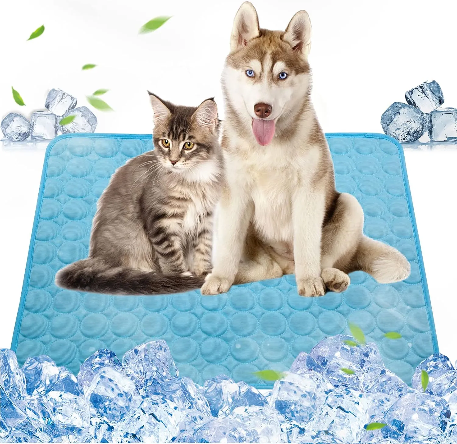 Dog Cooling Mat Cool & Comfortable,Pet Cooling Pad for Your Furry Friend, Cooling Mat Washable & Cool in Hot Summer, 27.55*39.37Inch, Blue