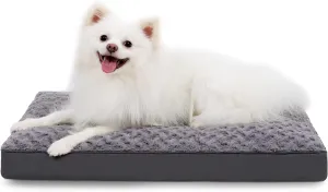 Dog Crate Waterproof Bed for Medium Dogs - Rose Velvet Soft Fluffy Washable With Removable Cover & Anti-Slip Bottom, 29 x 18 Inch, Gray