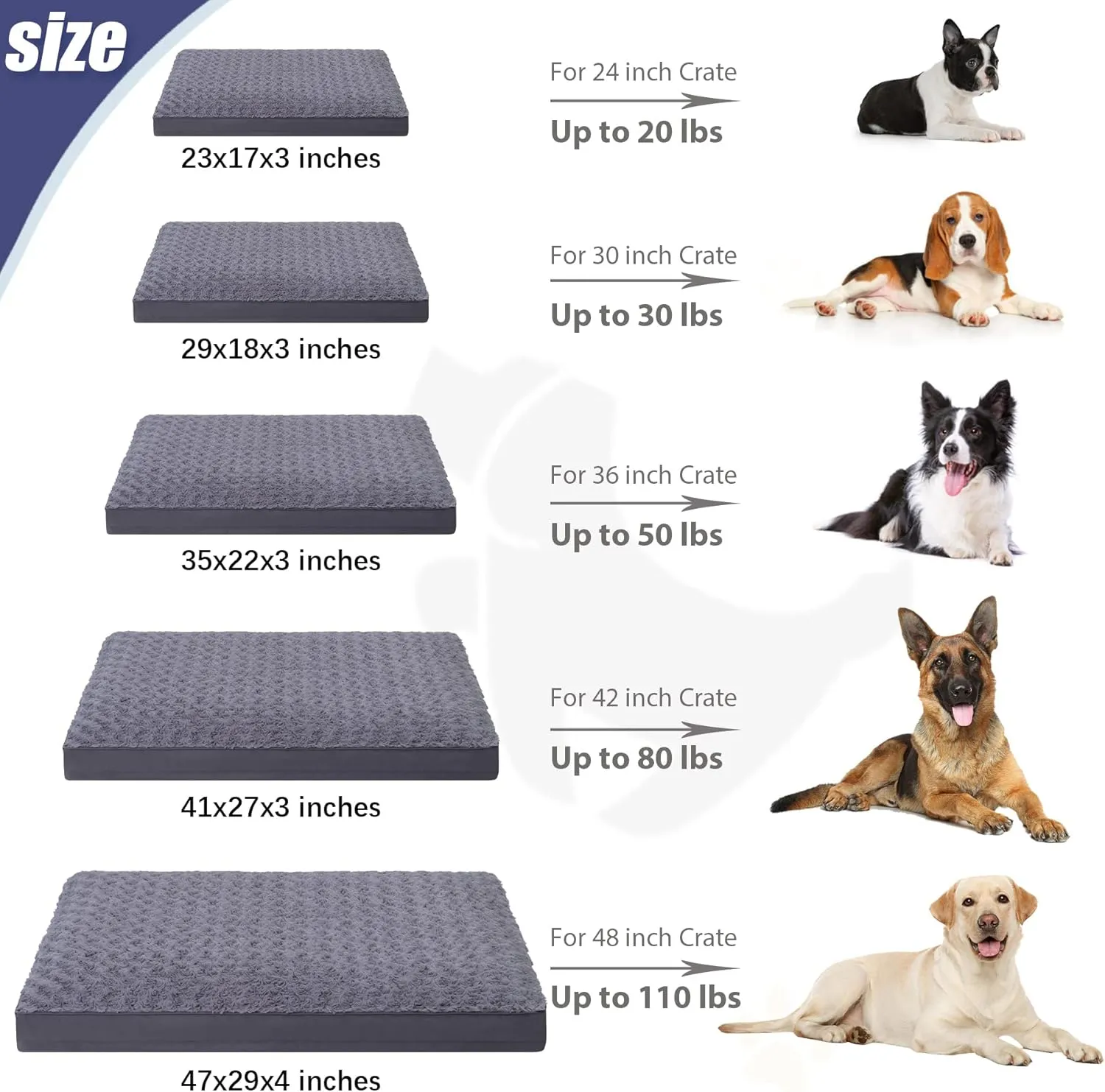Dog Crate Waterproof Bed for Medium Dogs - Rose Velvet Soft Fluffy Washable With Removable Cover & Anti-Slip Bottom, 29 x 18 Inch, Gray