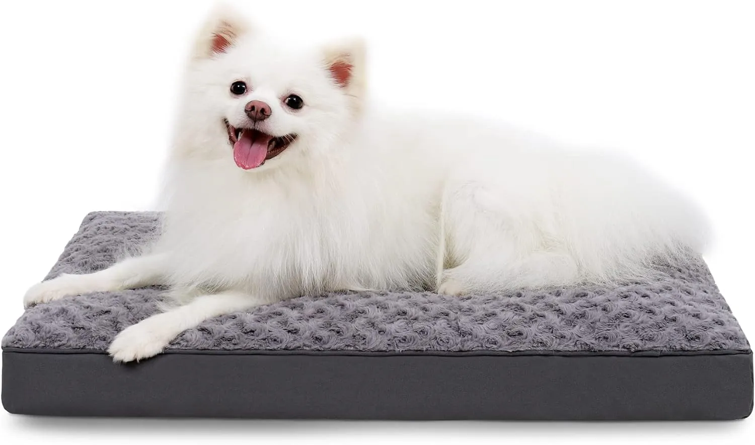 Dog Crate Waterproof Bed for Medium Dogs - Rose Velvet Soft Fluffy Washable With Removable Cover & Anti-Slip Bottom, 29 x 18 Inch, Gray