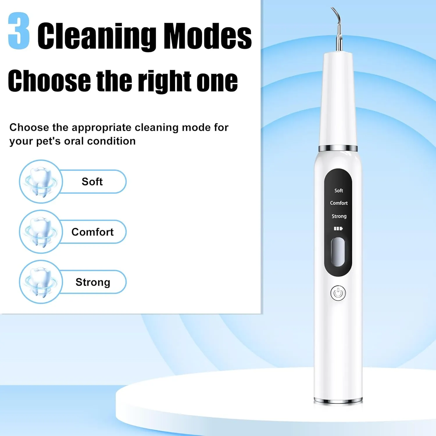 Dog Plaque Tartar Remover for Teeth - Electric Pet Toothbrush with 2 Replacement Cleaning Heads, Adjustable 3 Modes Dog Toothbrush Teeth Cleaning Kit for Pet Cat (White)