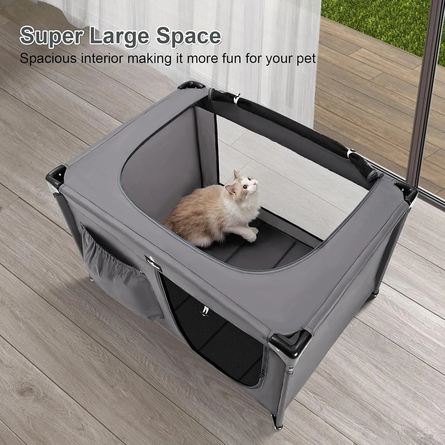 Dog Playpen, Oxford Fabric Dog Crate, Collapsible Portable Dog Crate for Dogs and Cats, Dog Pen with Carrying Bag, Cat Pet Playpen for Indoor, Outdoor, Travel Camping