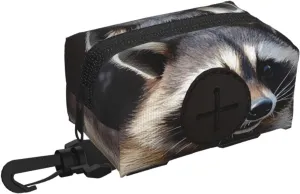 Dog Poop Bag Holder For Leash, Lightweight Dispenser For Pet Waste Bags Raccoon Puppy Potty Carrier Small Doggy Zipper Pouch With Carabiner Clip