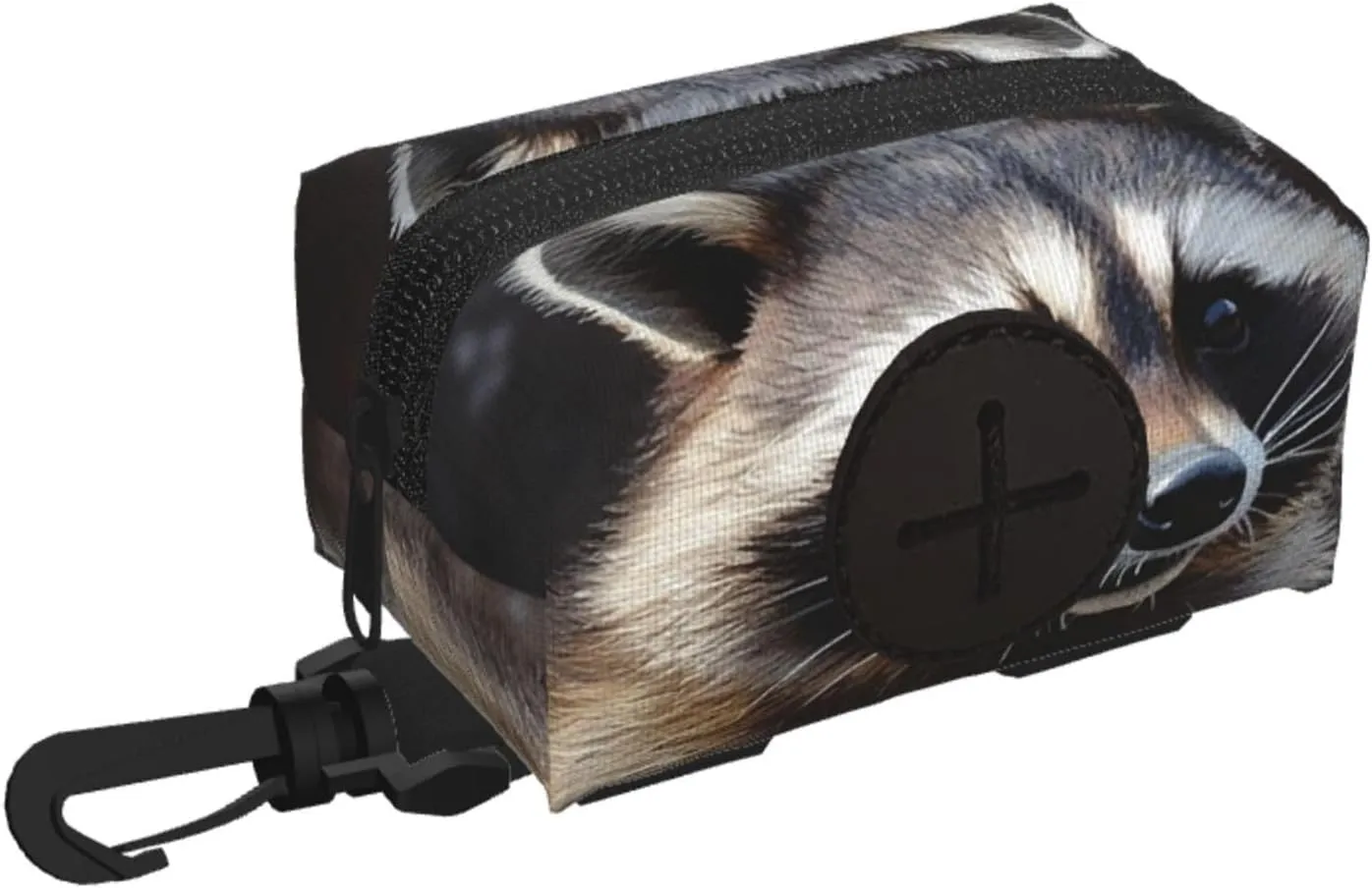 Dog Poop Bag Holder For Leash, Lightweight Dispenser For Pet Waste Bags Raccoon Puppy Potty Carrier Small Doggy Zipper Pouch With Carabiner Clip