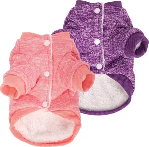Dog Sweater, Dog Sweaters for Small Dogs, 2, 3 Pack Warm Soft Pet Clothes for Puppy, Medium Large Cat, Dogs Girl or Boy, Dog Shirt for Winter Christmas (Coat Pink Purple, XX-Small)