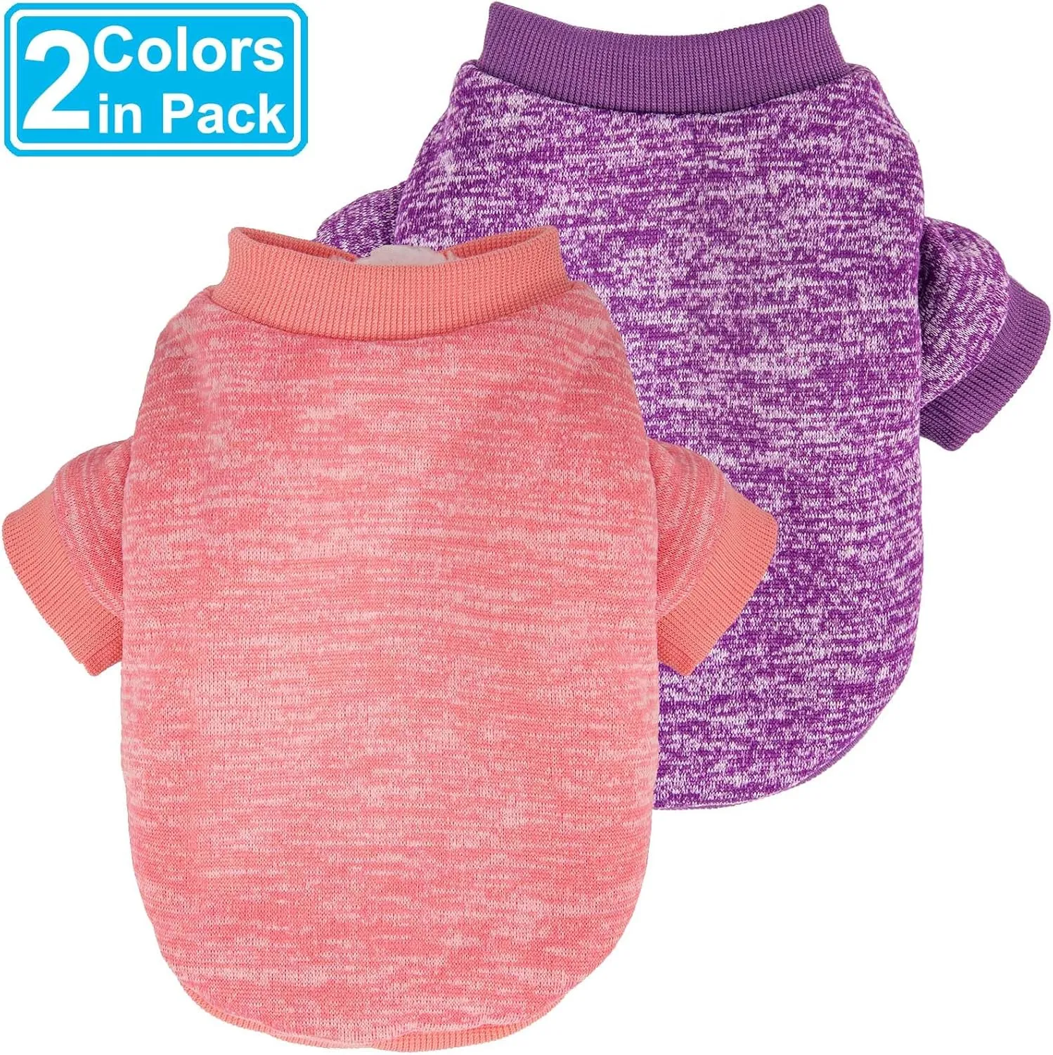 Dog Sweater, Dog Sweaters for Small Dogs, 2, 3 Pack Warm Soft Pet Clothes for Puppy, Medium Large Cat, Dogs Girl or Boy, Dog Shirt for Winter Christmas (Coat Pink Purple, XX-Small)