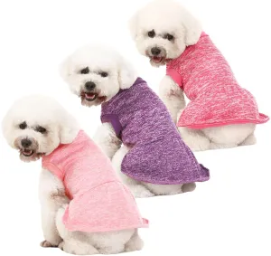 Dog Sweater, Dog Sweaters for Small Dogs, 2, 3 Pack Warm Soft Pet Clothes for Puppy, Medium Large Cat, Dogs Girl or Boy, Dog Shirt for Winter Christmas (Dress Pink Purple HotPink, X-Small)
