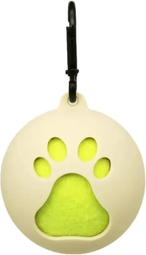 Dog Toy Ball Holder - Leash Attachment, Hands-Free, Pet Toys, Silicone, Lightweight, for All Breeds and Sizes, Fits Standard Tennis Balls - Tennis Ball NOT Included (Beige)