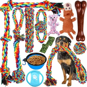 Dog Toys for Aggressive Chewers 13 PackIndestructible Tug of War Toys for Small, Medium, Large Dog Breeds, Teeth Cleaning Chew Toys Pet Interactive Rope Toys