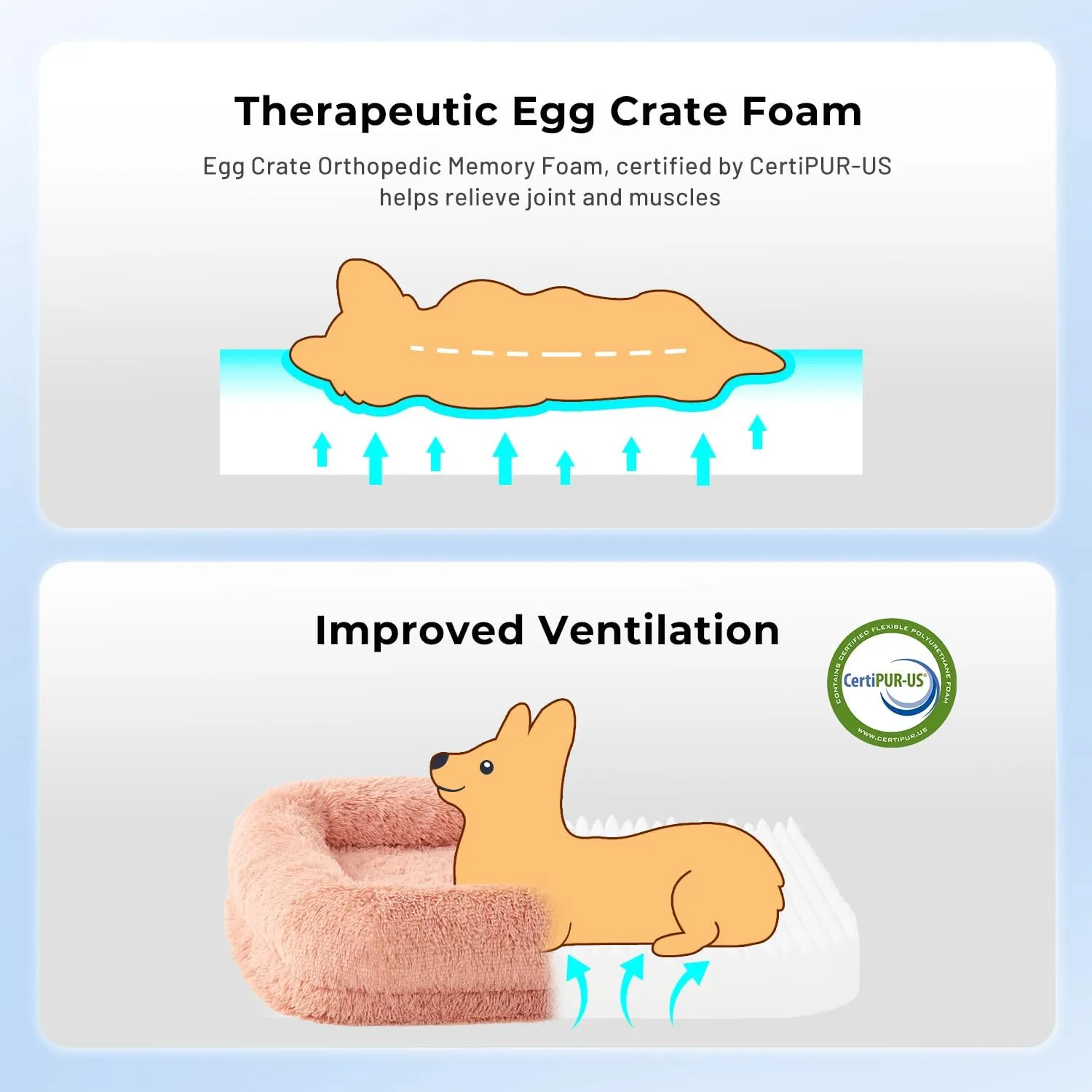 Donut Dog Bed for Medium Size Dog - Calming Sofa with Fluffy Faux Fur, Waterproof Pet Bed with Supportive Egg Foam, Washable Removable Cover and Nonskid Bottom, Camel
