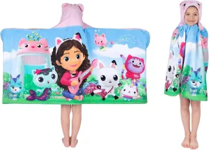 DreamWorks Gabby's Dollhouse Bath/Pool/Beach Soft Cotton Terry Hooded Towel Wrap, 24 in x 50 in, By Franco Kids