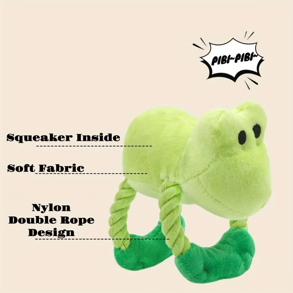 Durable Plush Dog Toy with Squeaker - Double Rope Knot Chew Toy for Dogs & Cats, Teeth Cleaning, Stress Relief, Fun and Interactive Play, All Breeds (Monkey)