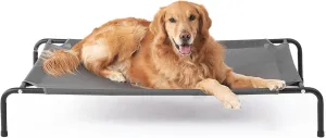 EHEYCIGA Elevated Dog Cot Beds for Large Dogs, Raised Outdoor Dog Hammock, Lifted Pet Platform with Frame and Washable Waterproof Cooling Teslin Mesh and Anti-Slip Feet, 43x26 inch