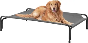 EHEYCIGA Reinforced Elevated XL Dog Cot Bed, Raised Outdoor Dog Hammock for Extra Large XLarge Dogs, Lifted Pet Platform with Frame and Washable Waterproof Teslin Mesh and Anti-Slip Feet, 47x31 inch