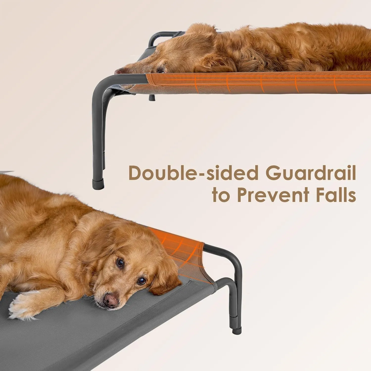 EHEYCIGA Reinforced Elevated XL Dog Cot Bed, Raised Outdoor Dog Hammock for Extra Large XLarge Dogs, Lifted Pet Platform with Frame and Washable Waterproof Teslin Mesh and Anti-Slip Feet, 47x31 inch