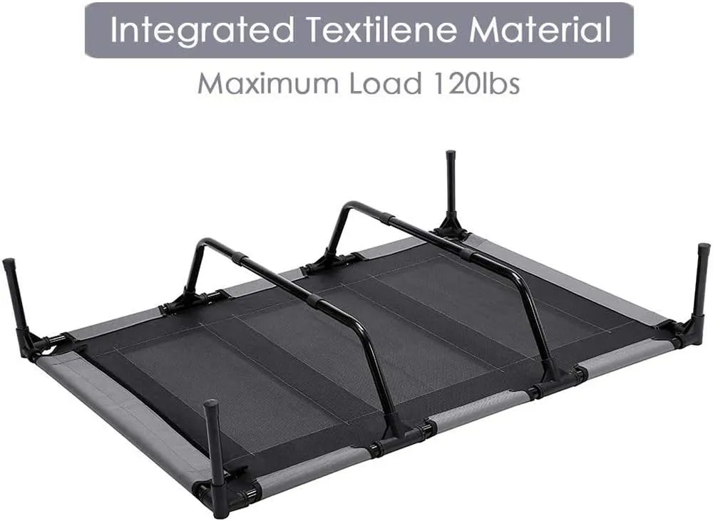 Elevated Dog Bed with Removable Canopy, Outdoor Dog Bed,Portable Raised Pet Cot Cooling Dog Bed for Camping Or Beach,Keep Dogs Cats Cool in Summer, Breathable Fabric Steel Frame,Grey