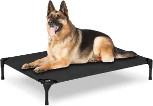 Elevated Outdoor Dog Beds - Raised Dog Bed for Large Dogs, Waterproof Dog Cot Bed Easy to Assemble, Cooling Elevated Dog Bed with Breathable Teslin Mesh, Durable, Non Slip, Black, 42 inches