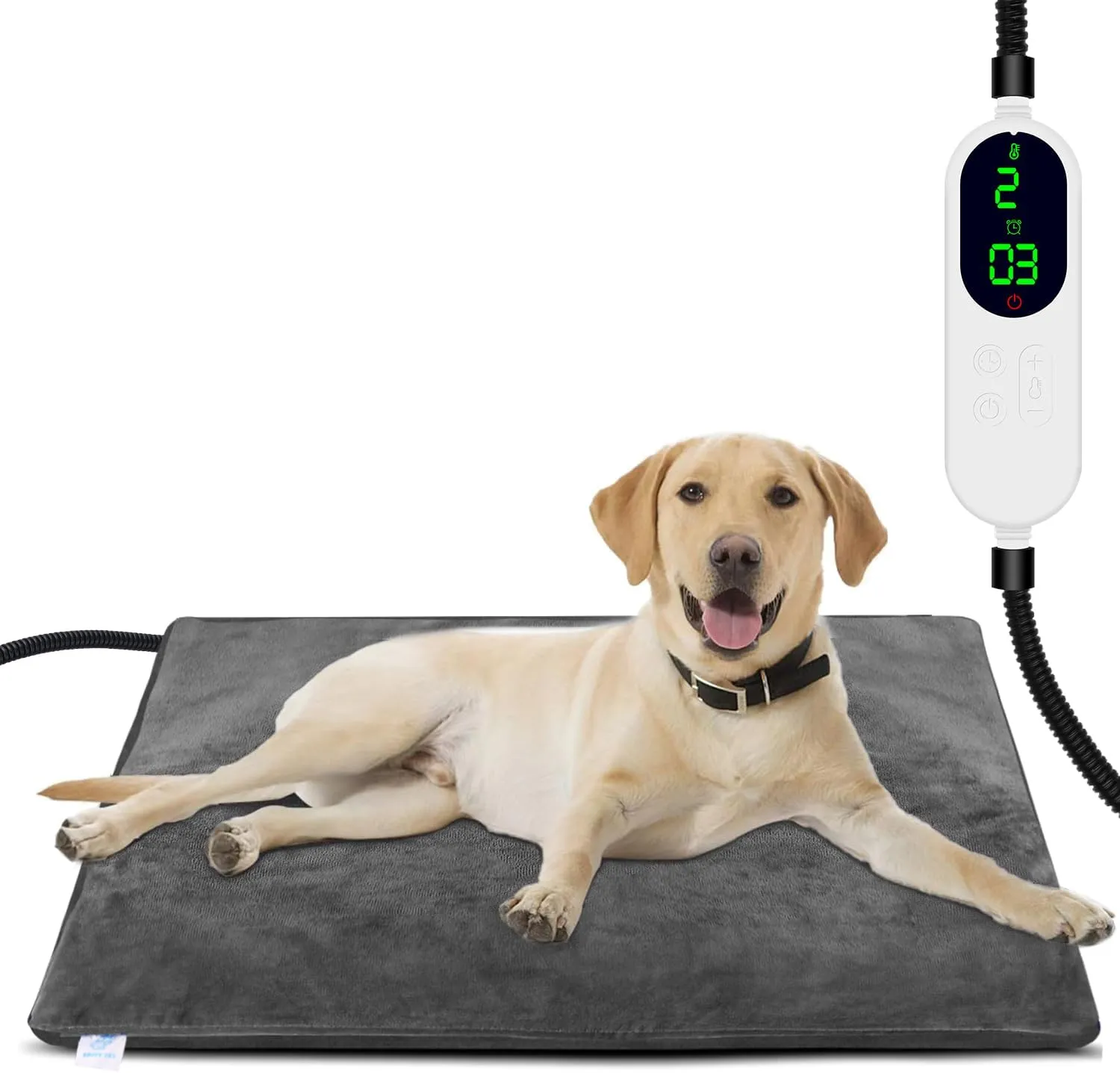 ENJOY PET Dog Heating Pad with 13 Level Timer and 9 Level Temperature, Indoor Heated Mat for Cats and Dogs with Chew Resistant Cord, Auto Power Off