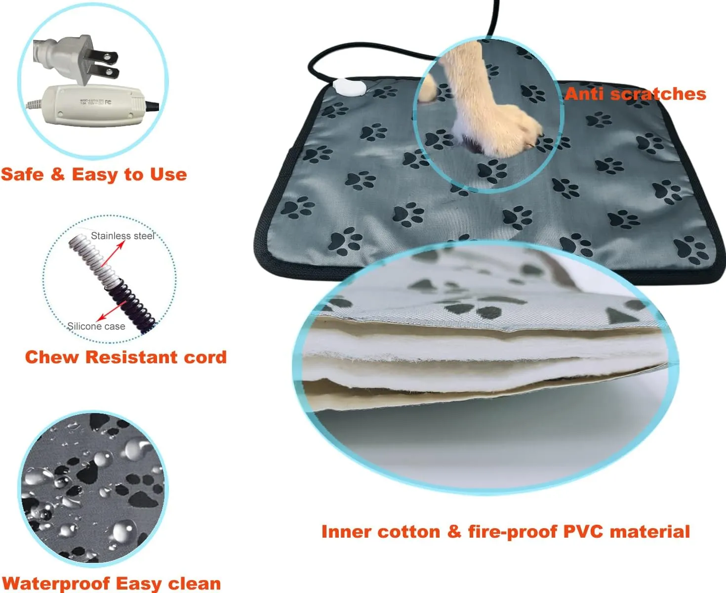 Extra Large PetHeating Mat for Dogs - Waterproof, Indoor/Outdoor Dog Heating Pad - Easy Clean