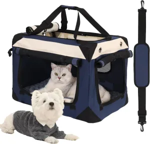 Extra Large Soft-Sided Pet Carrier & Pet House - Waterproof Foldable Home and Travel Bed for Cats & Small Dogs up to 55 lbs (24x16x16)
