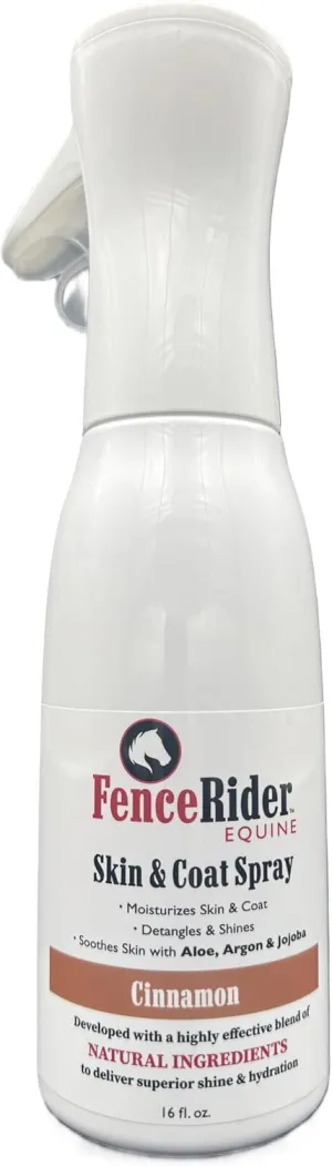 Fence Rider Skin & Coat Spray for Horses, Blend of Premium Natural Ingredients to Soothe Skin and Shine Coat, (Cinnamon Scent). with Gentle Spray-Mist Technology.