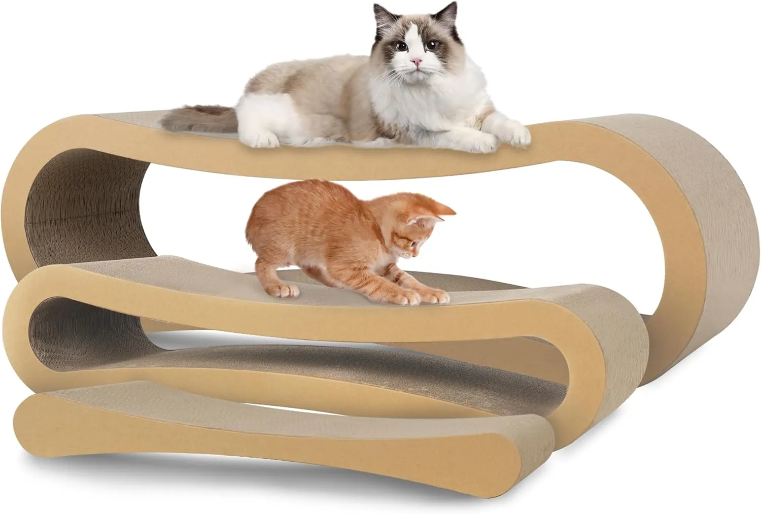 FluffyDream 3 in 1 Cat Scratcher Cardboard, Cat Scratching Board Furniture Protector, Cat Scratching Post, Cat Beds for Indoor Cats, Infinity Shape, X-Large