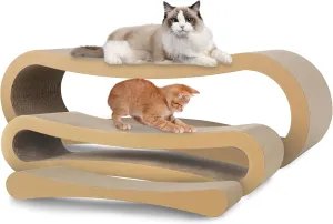 FluffyDream 3 in 1 Cat Scratcher Cardboard, Cat Scratching Board Furniture Protector, Cat Scratching Post, Cat Beds for Indoor Cats, Infinity Shape, X-Large