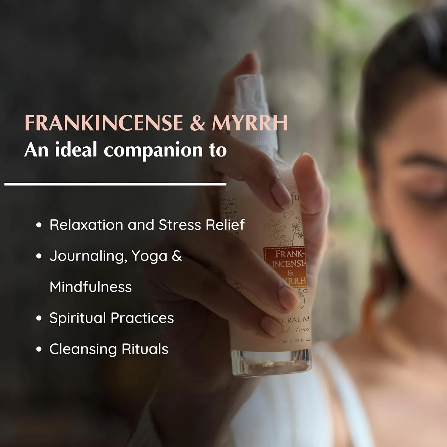 Frankincense & Myrrha Natural Resin Mist Spray by Aromafume | 100 ml / 3.3oz | Ideal for deep relaxation, spirituality & rituals | Made with Pure Resin from Somalia | Non-alcoholic, non-toxic & vegan
