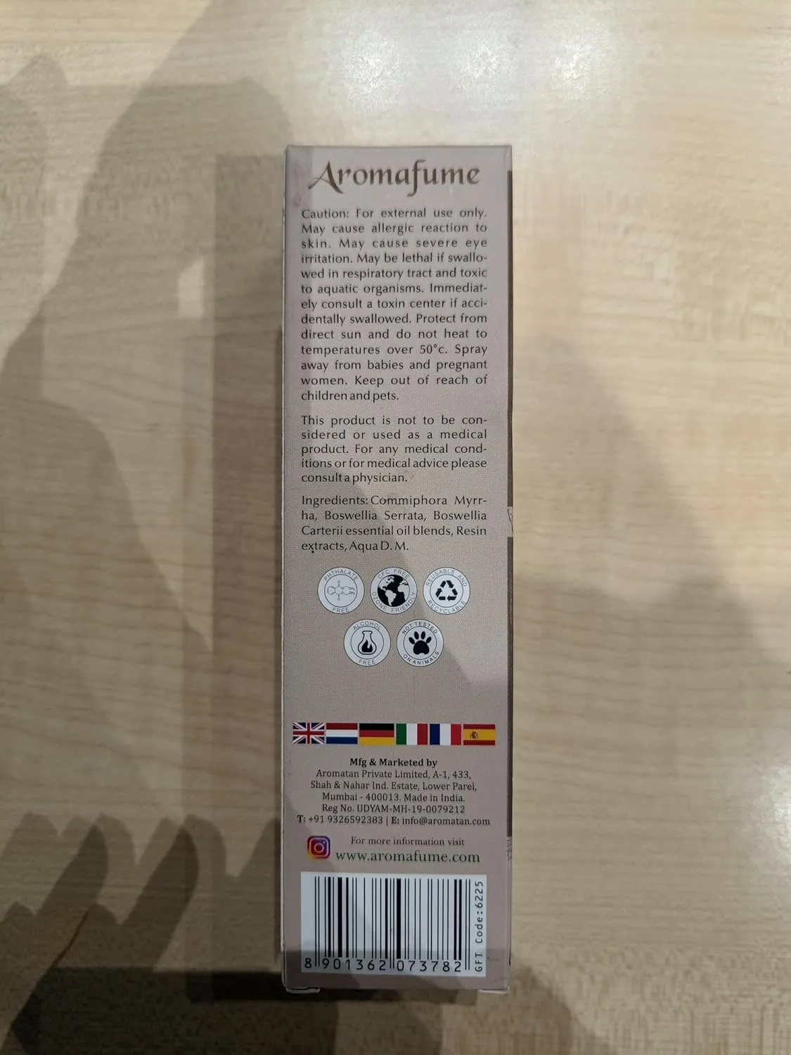 Frankincense & Myrrha Natural Resin Mist Spray by Aromafume | 100 ml / 3.3oz | Ideal for deep relaxation, spirituality & rituals | Made with Pure Resin from Somalia | Non-alcoholic, non-toxic & vegan