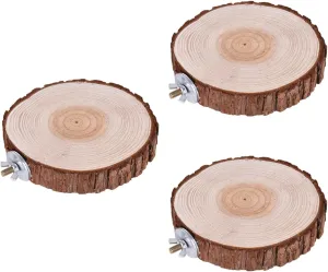 FRCOLOR 3pcs Round Wooden Springboard Pet Platform Stand for Birds Natural Wood Perches for Parrots Hamsters Small Pets Ideal Bird Cage Accessories