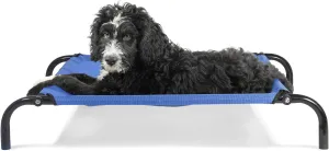 Furhaven Elevated Dog Bed for Small Dogs, Perfect for Indoor & Outdoor Use w/ High Airflow Cooling - Reinforced Cot Bed - Deep Blue, Small