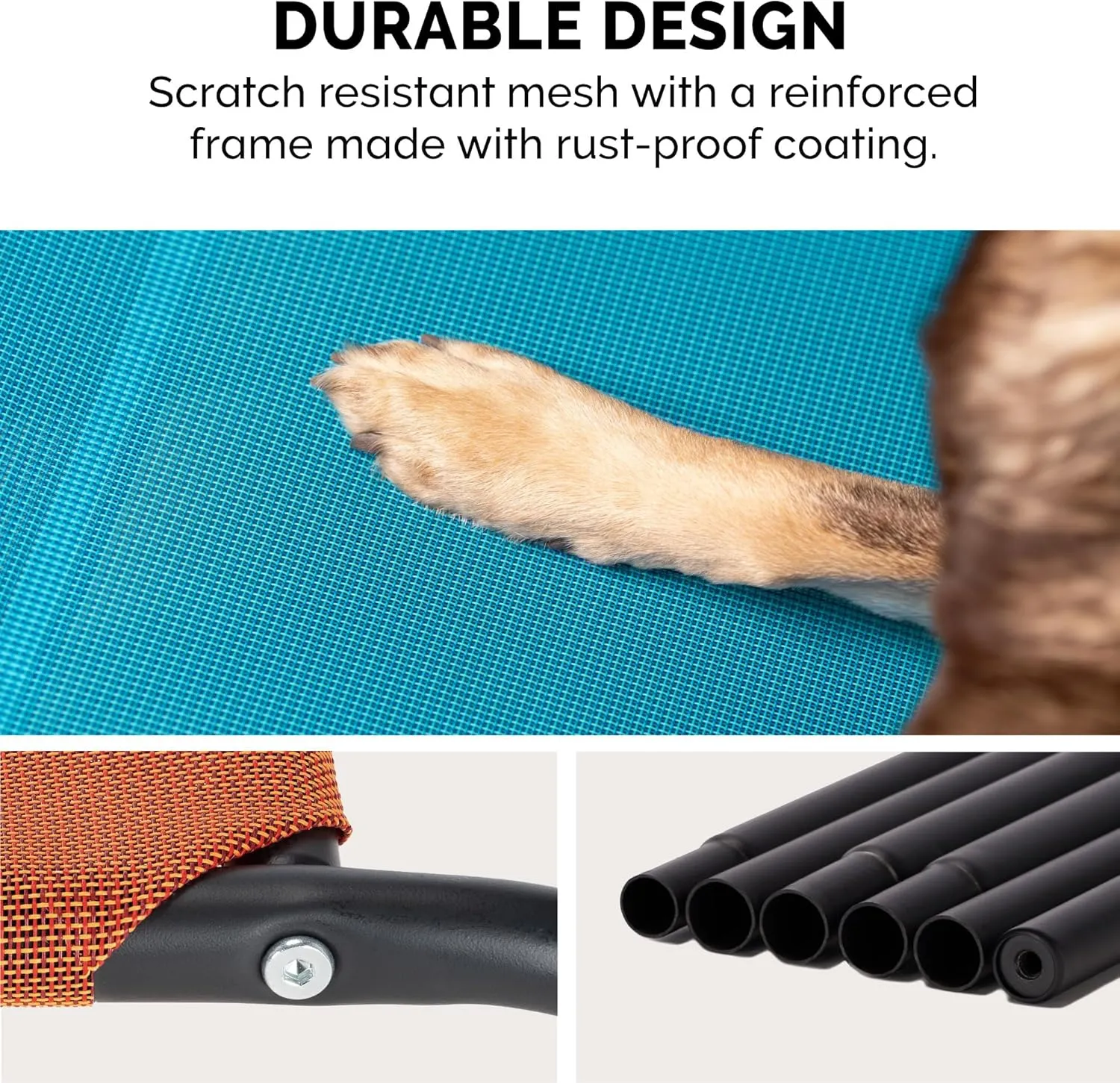 FurHaven Elevated Pet Cots - Cooling & Breathable Nylon Mesh Hammock for Large Dogs/Easy-to-Assemble / / Durable and Reinforced/Perfect for Rest & Relaxation Outdoors - Capri Blue, Extra Large