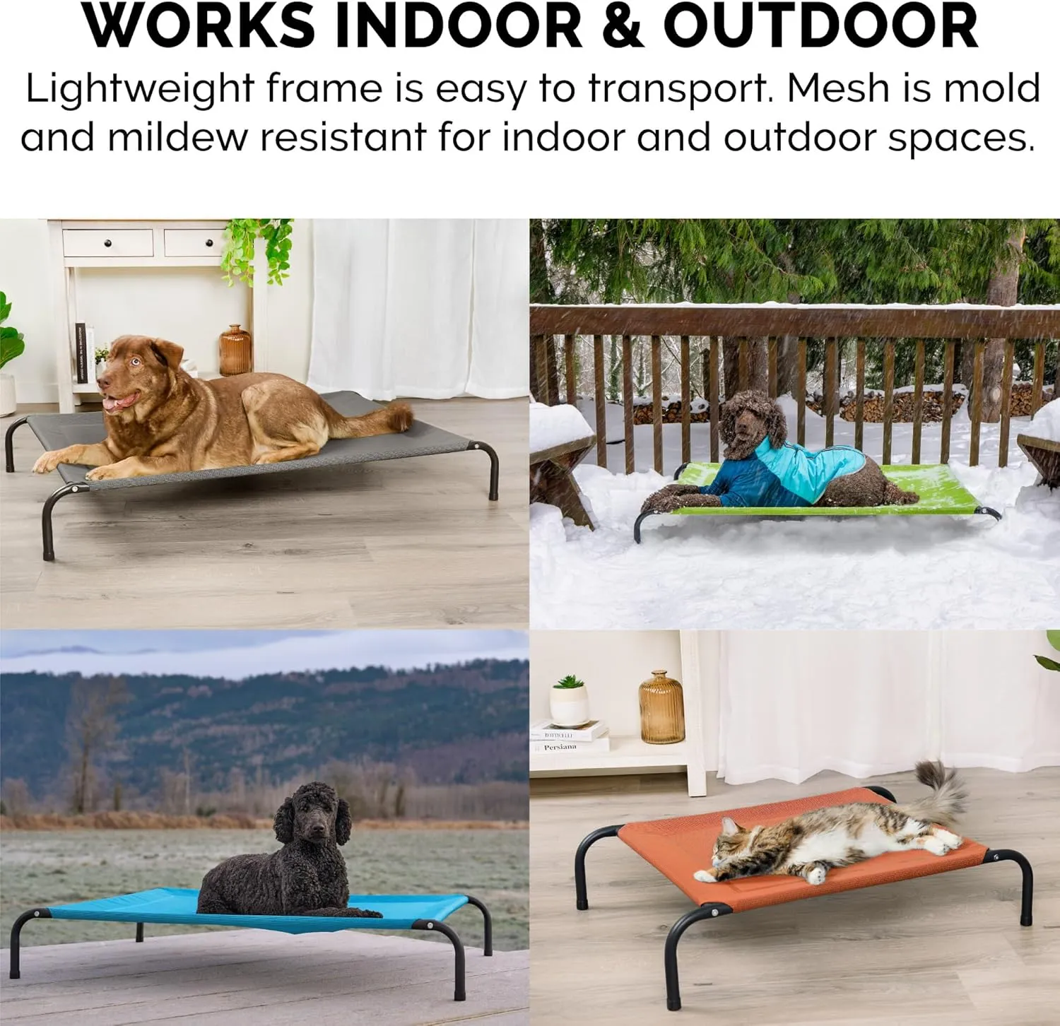 FurHaven Elevated Pet Cots - Cooling & Breathable Nylon Mesh Hammock for Large Dogs/Easy-to-Assemble / / Durable and Reinforced/Perfect for Rest & Relaxation Outdoors - Capri Blue, Extra Large