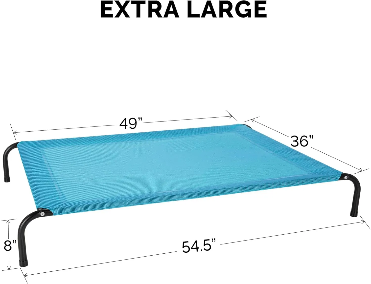 FurHaven Elevated Pet Cots - Cooling & Breathable Nylon Mesh Hammock for Large Dogs/Easy-to-Assemble / / Durable and Reinforced/Perfect for Rest & Relaxation Outdoors - Capri Blue, Extra Large