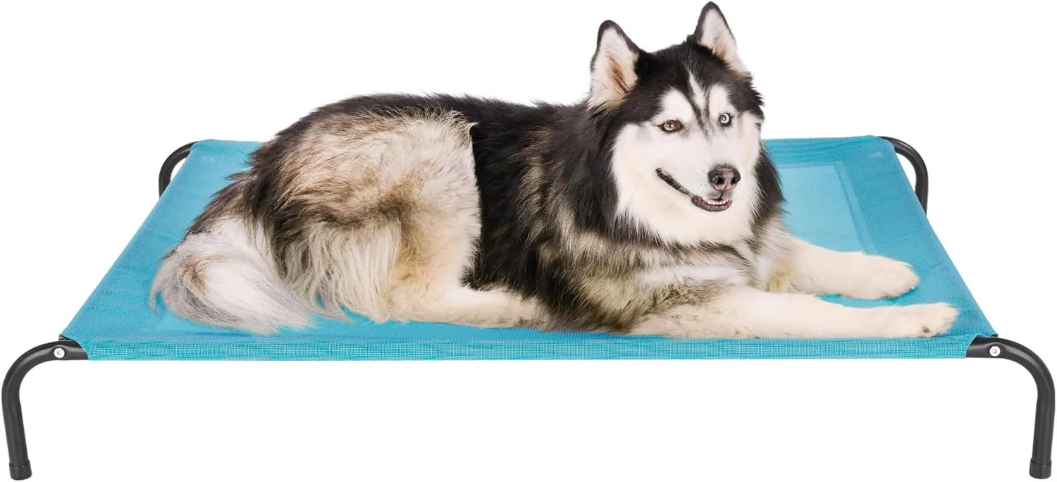 FurHaven Elevated Pet Cots - Cooling & Breathable Nylon Mesh Hammock for Large Dogs/Easy-to-Assemble / / Durable and Reinforced/Perfect for Rest & Relaxation Outdoors - Capri Blue, Extra Large