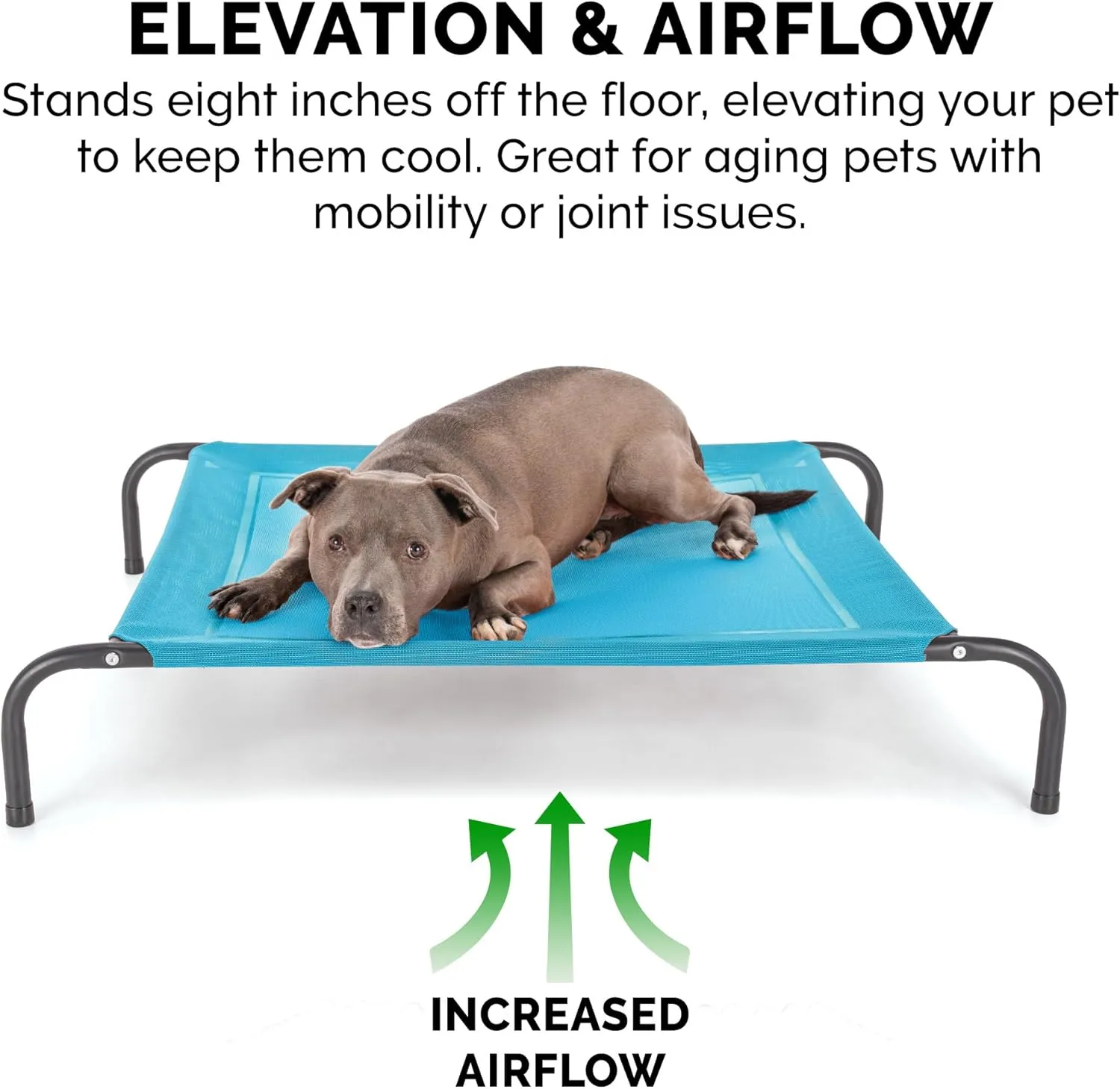 FurHaven Elevated Pet Cots - Cooling & Breathable Nylon Mesh Hammock for Large Dogs/Easy-to-Assemble / / Durable and Reinforced/Perfect for Rest & Relaxation Outdoors - Capri Blue, Extra Large