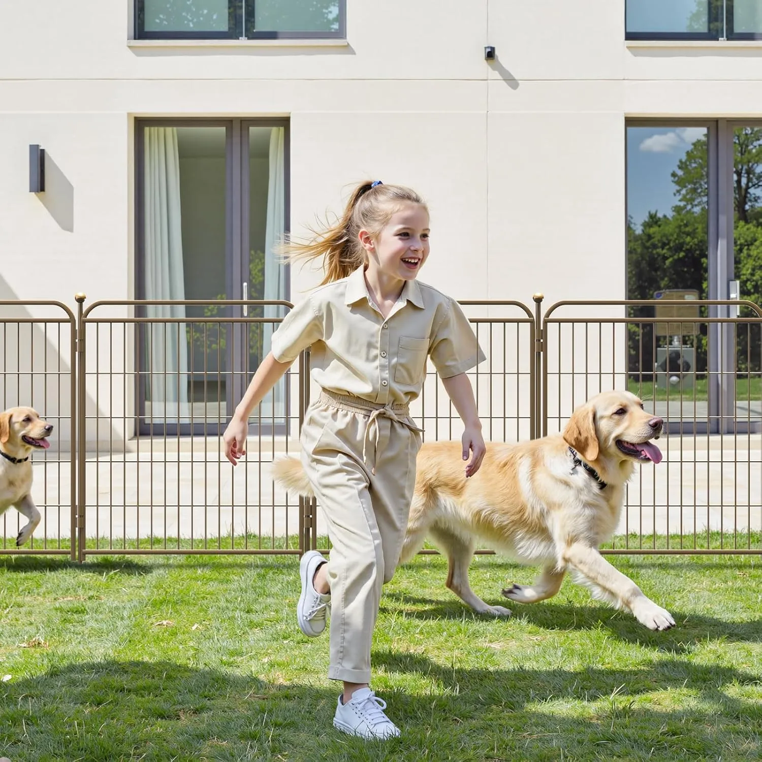 Gardner Pet Dog Playpens, 32" H 6 Panels Dog Pen Outdoor/Indoor Dog Fence Exercise Pen for Small/Medium/Large Dogs, Foldable Pet Play Yard Gate with Gravity Automatic Lock, Pet Playpen, Brown