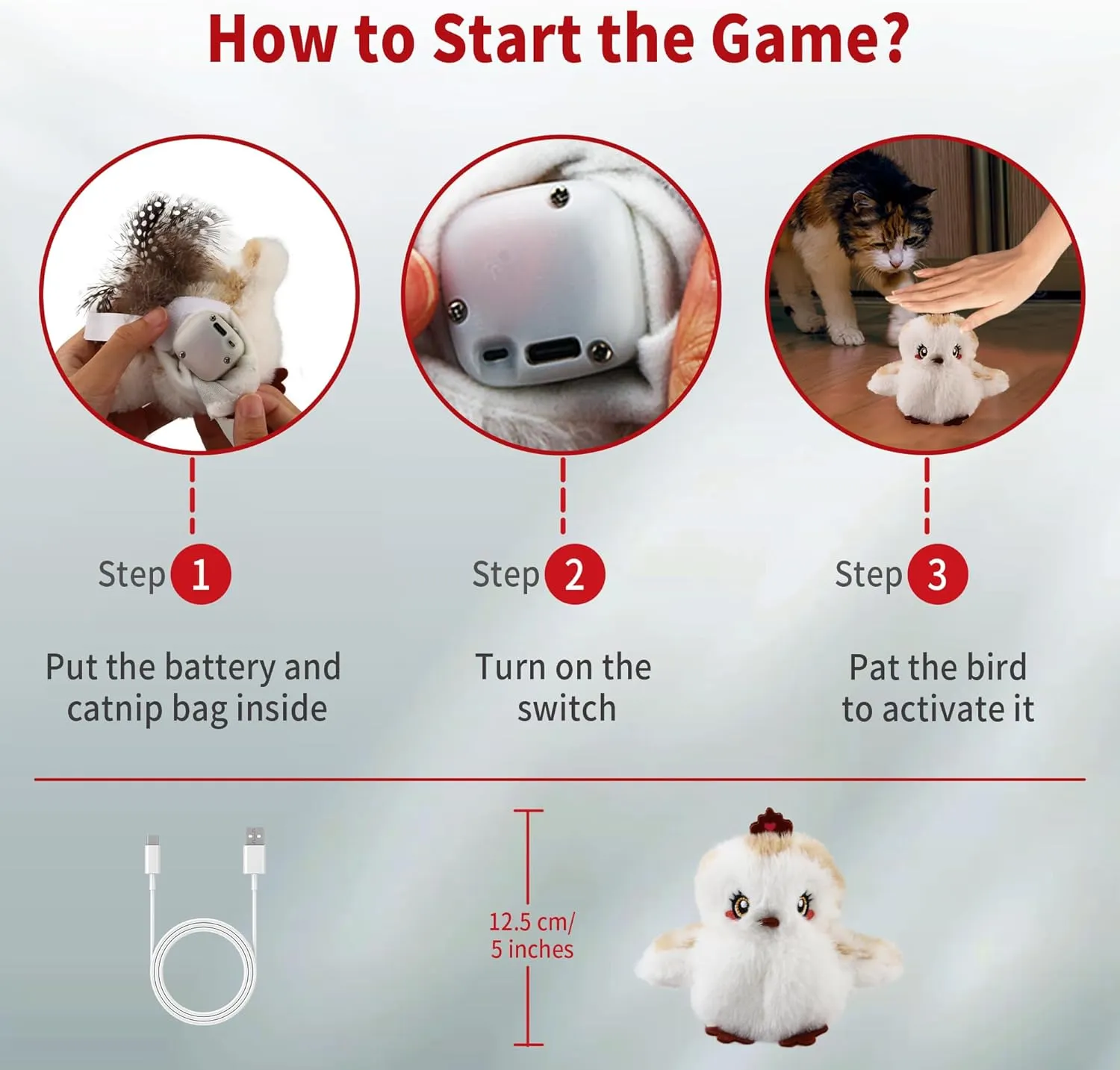 Gigwi Interactive Flapping Cat Toys Catnip, Electronic Flappy Toys Motion Activated, Automatic Cat Toys for Indoor Cats, USB Rechargeable Cat Enrichment Toy for Hunting and Kicker, Bird Princess