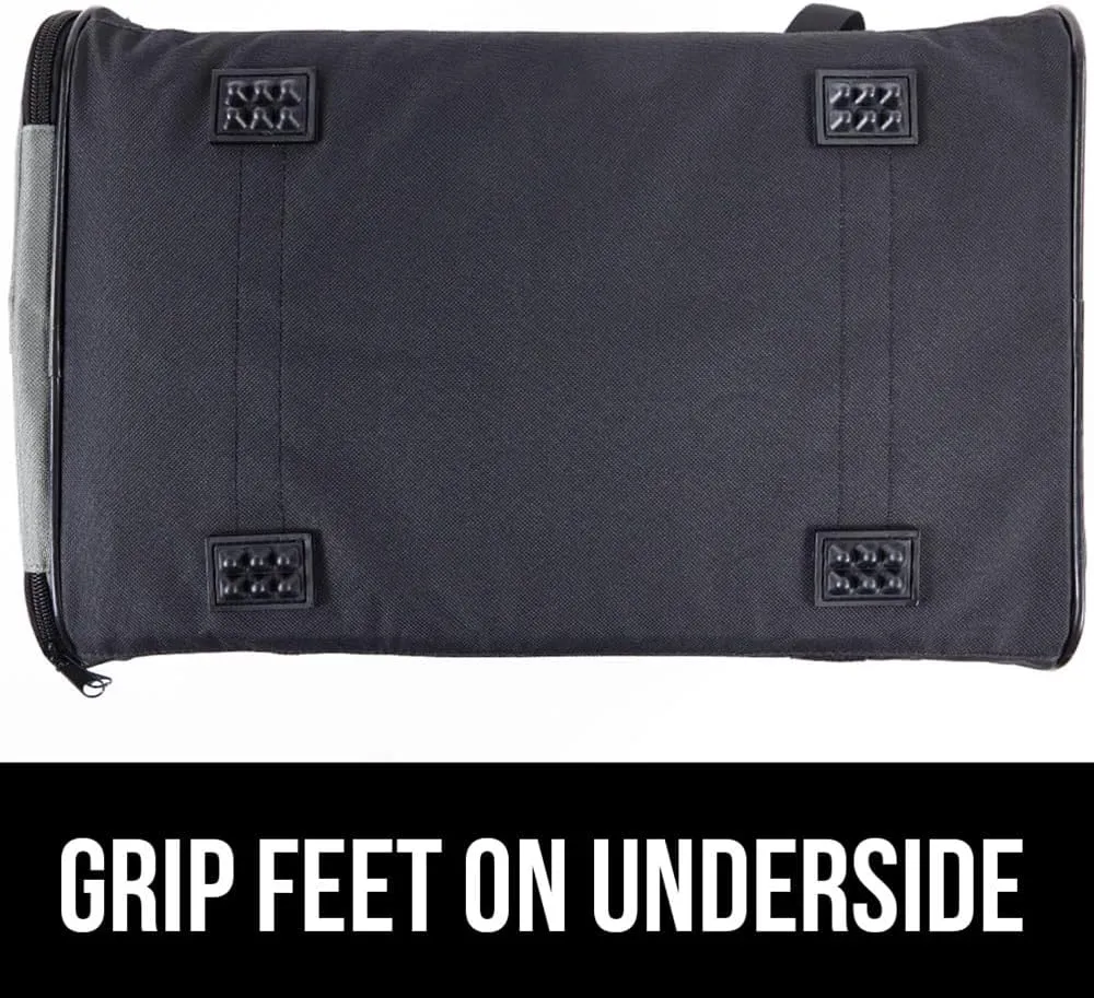 GORILLA GRIP Cat Carrier Travel Bag Up to 15 Lbs, Soft Collapsible Dog Carriers, Kennel for Small Animals, Top and Side Entry Breathable Mesh, Grip Feet Underside, Cozy Washable Waterproof Pad, Gray