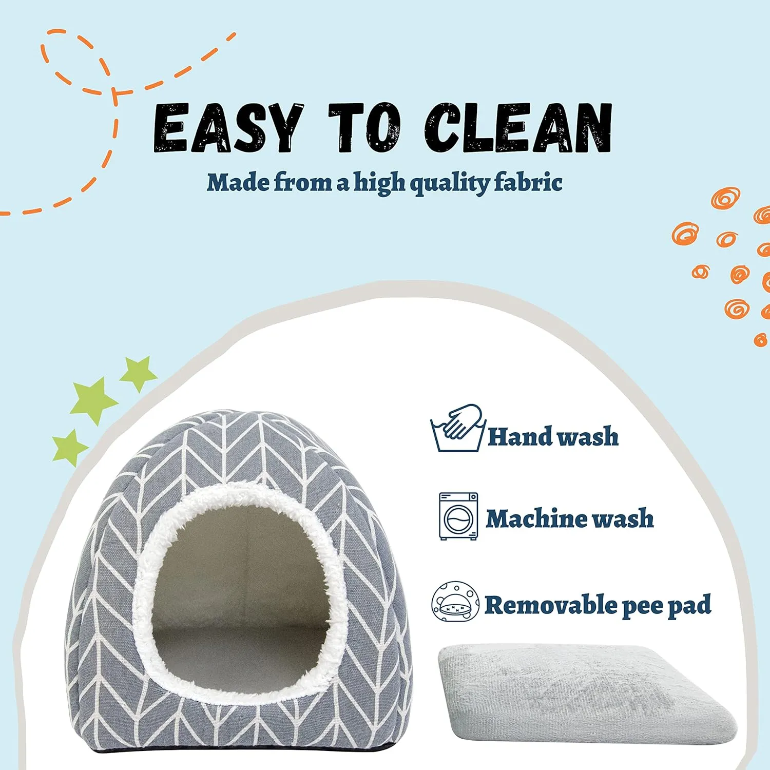 Guinea Pig Hideout Bed Rabbit House Cave Accessories Cozy Hide-Out for Bunny Hedgehog Ferret Chinchilla&Other Small Animals (Grey)