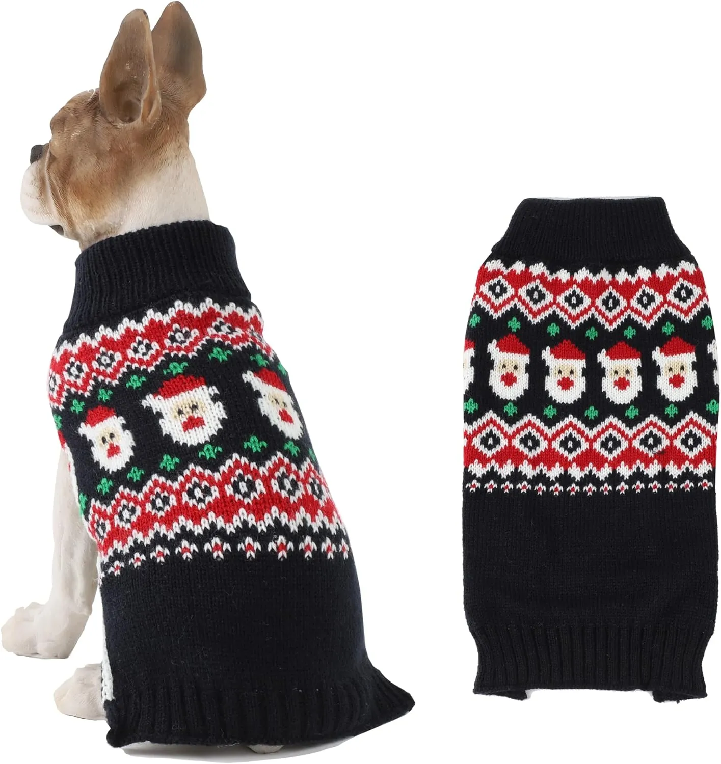 HAPEE Dog Xmas Sweaters, Cat & Puppy Clothes, Navy Santa Ugly Christmas Sweaters