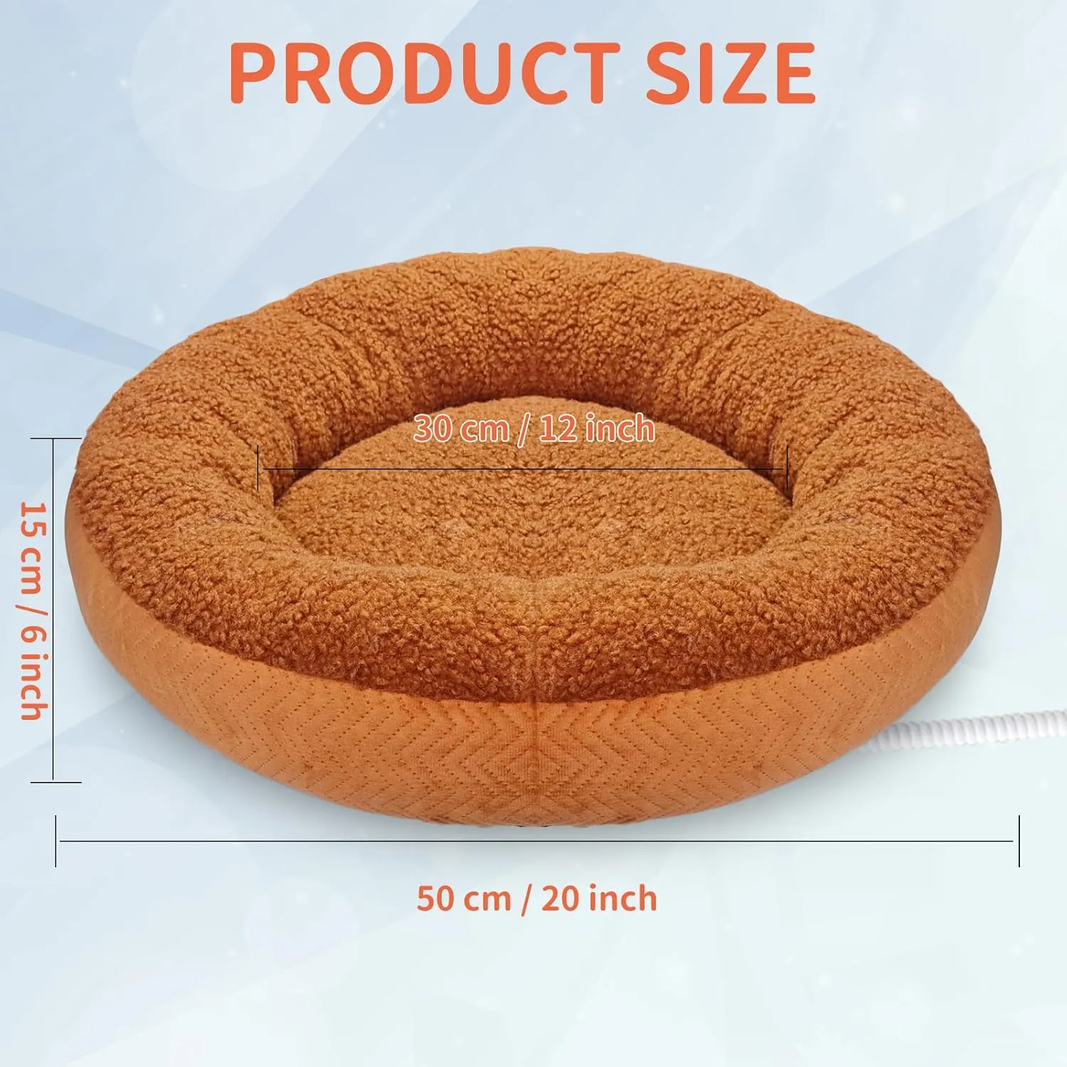 Heated Cat Beds for Indoor Cats Warming Cat Beds Super Soft Machine Washable Thermo Kitty Electric Heating Bed 19 Inches Round
