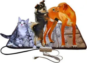 Heated Dog Bed Electric Pet Heating Pad for Small Medium Animal New Born Puppy Puppies Whelping,IPX2 Waterproof Large Indoor Doghouse (Large, Animal Print)