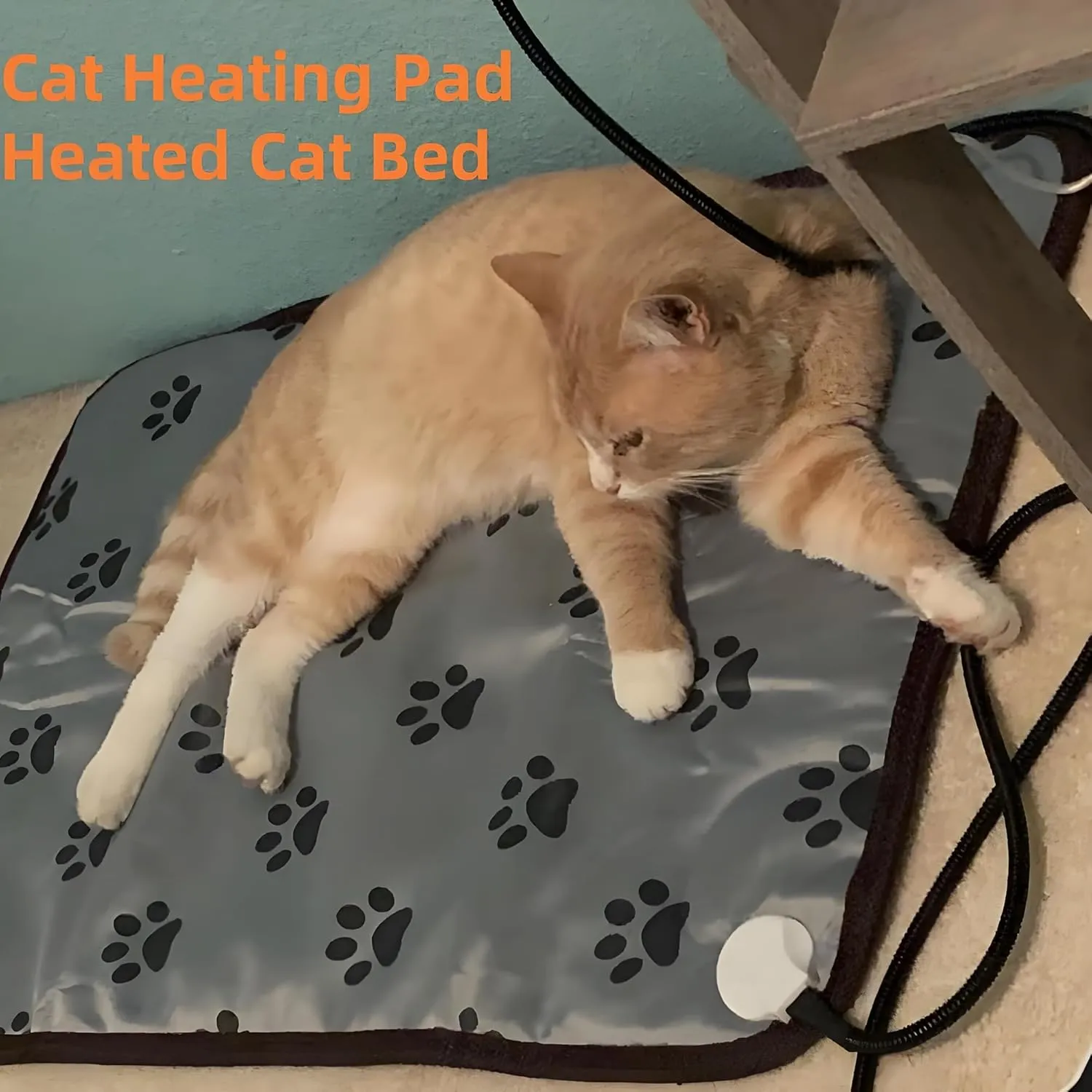 Heated Dog Bed Electric Pet Heating Pad for Small Medium Animal New Born Puppy Puppies Whelping,IPX2 Waterproof Large Indoor Doghouse (Large, Animal Print)