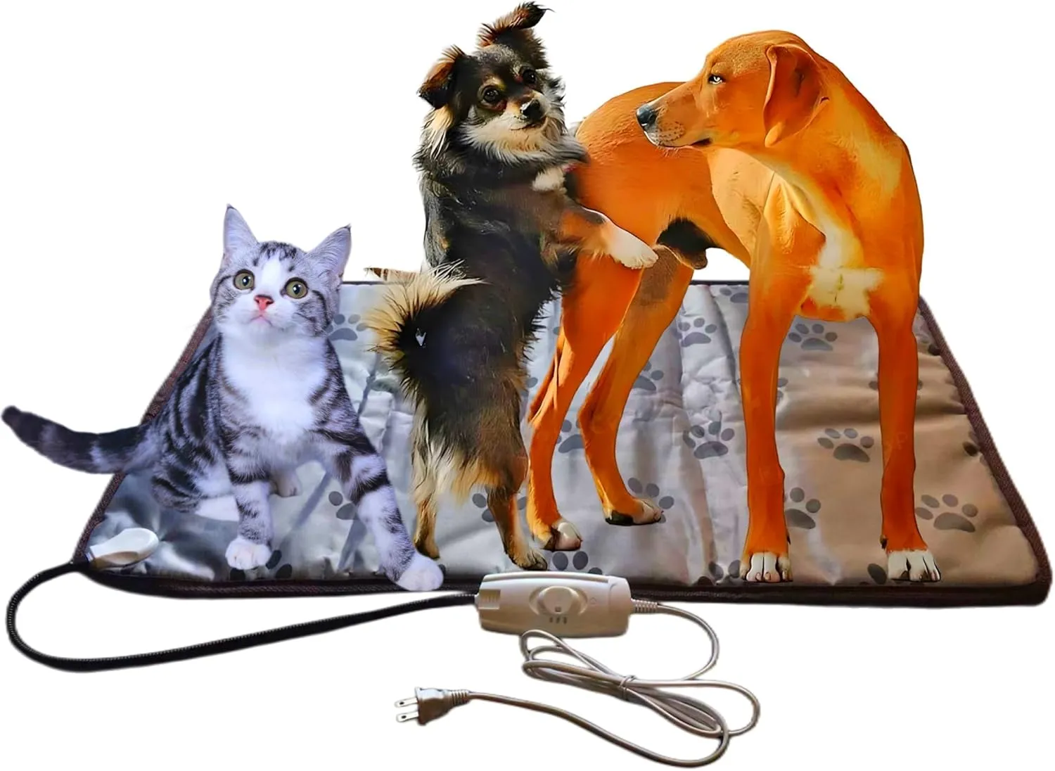 Heated Dog Bed Electric Pet Heating Pad for Small Medium Animal New Born Puppy Puppies Whelping,IPX2 Waterproof Large Indoor Doghouse (Large, Animal Print)